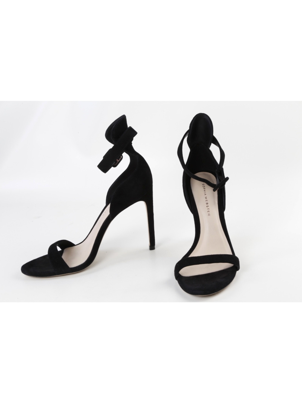Sophia Webster Heels Black Suede Butterfly Wing Ankle Strap Nicole Sandals 37 7B